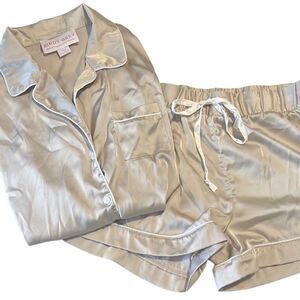 Birdy Grey Jonny Champagne Short SleevesTop Drawstring Shorts Pajamas Size Large